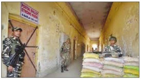 స్ట్రాంగ్ రూమ్ ల వద్ద పటిష్ట బందోబస్తు