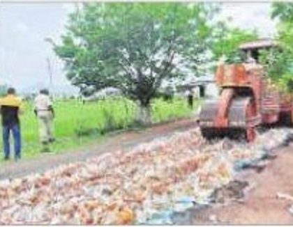 రూ. కోటి విలువైన మద్యం సీసాలు ధ్వంసం