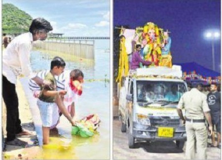 కోలాహలంగా వినాయక నిమజ్జనాలు