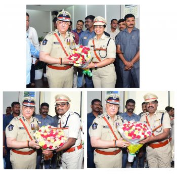 రాష్ట్ర డి.జి.పి.గా పూర్తి బాధ్యతలను స్వీకరించిన శ్రీ హరీష్ కుమార్ గుప్తా ఐ.పి.ఎస్.గారిని మర్యాదపూర్వకంగా కలిసిన డి.సి.పి.లు శ్రీమతి కె.జి.వి.సరిత ఐ.పి.ఎస్.గారు, శ్రీ తిరుమలేశ్వర రెడ్డి ఐ.పి.ఎస్.గారు, శ్రీ కె.ఎం.మహేశ్వర రాజు ఐ.పి.ఎస్. గారు - ది. 31.05.2025