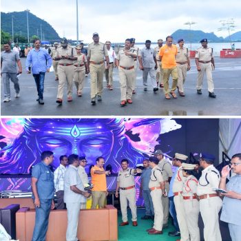ముఖ్యమంత్రి గారి పర్యటన సందర్భంగా భద్రతా ఏర్పాట్లను పరిశీలించిన    నగర పోలీస్ కమీషనర్ శ్రీ ఎస్.వి.రాజ శేఖర బాబు ఐ.పి.ఎస్., గారు. 19.10.2025